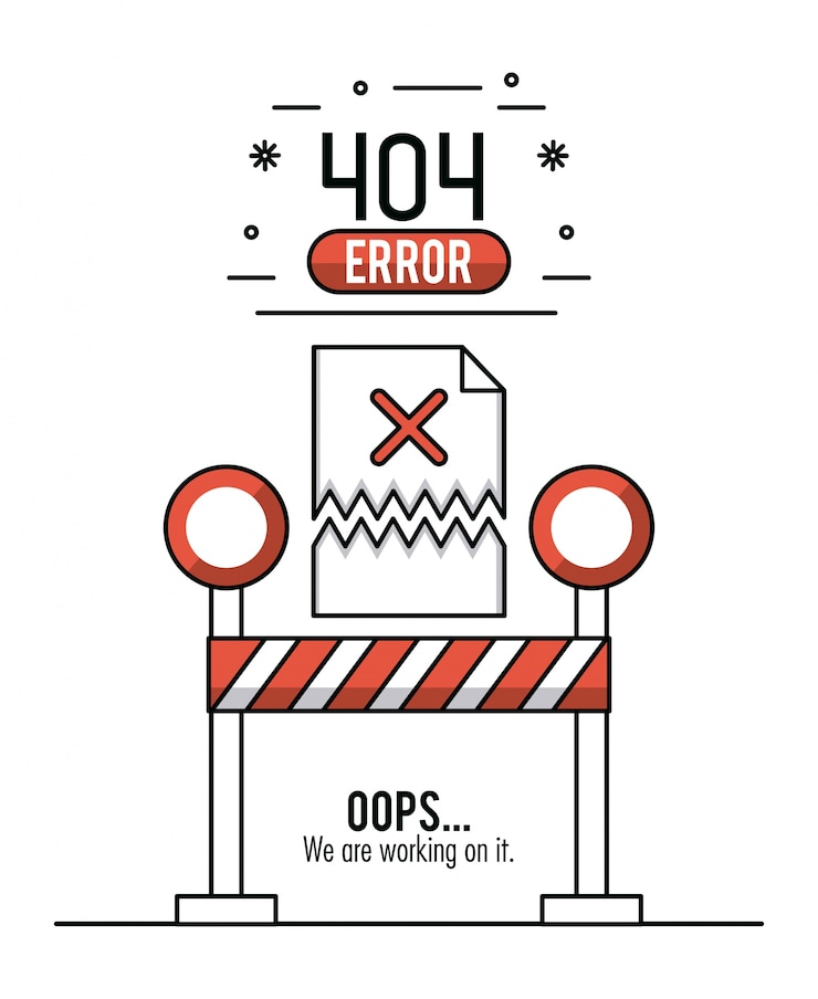 Vettore infografica errore 404 su sfondo bianco