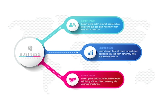 Infografica illustrazione vettoriale modello di progettazione informazioni di marketing con 3 opzioni o passaggi