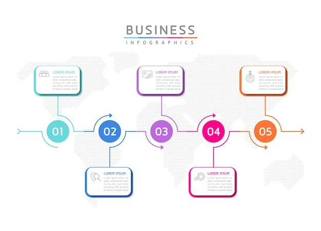 Infografica illustrazione vettoriale modello di progettazione informazioni di marketing con 5 opzioni o passaggi