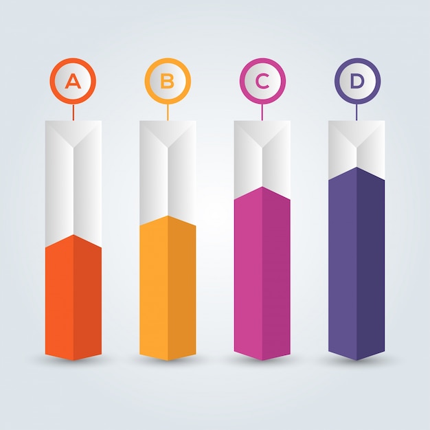 Infografica in quattro fasi, icone colorate.