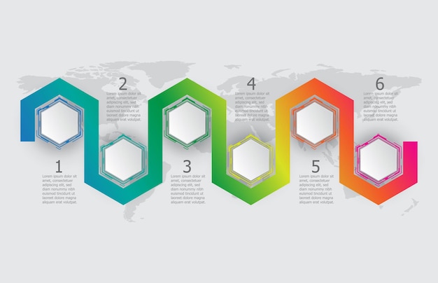 Infografica modello bianco di hexagon hud ui display timeline argomento presentazione vettore infografica