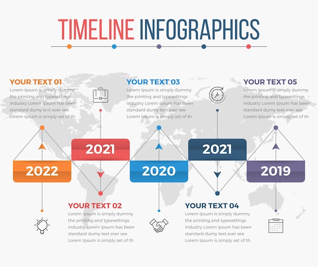 Infografica orizzontale moderna semplice della sequenza temporale