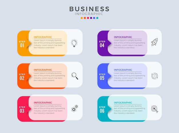 Infografica passaggi 6 design piatto
