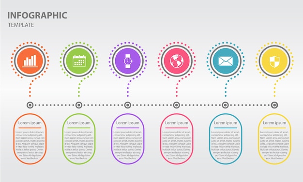 Infografica timeline astratta 6 opzioni