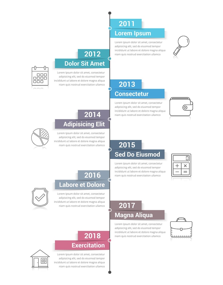 Vettore infografica timeline verticale