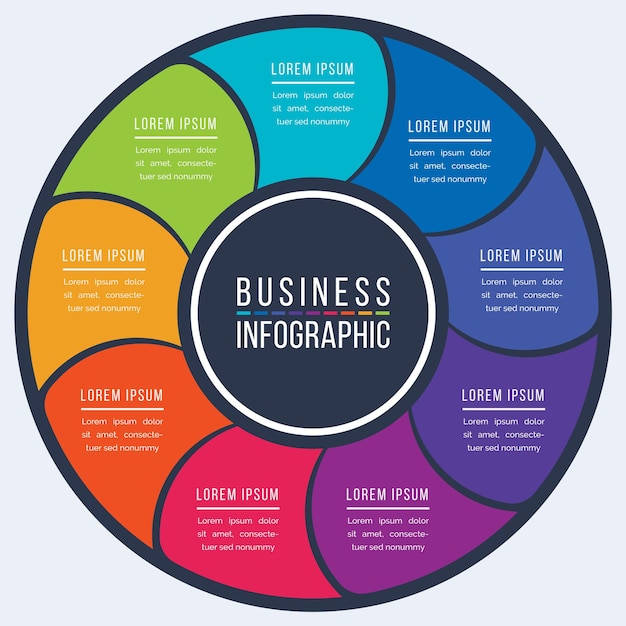 Infographic circle design 9 Steps oggetti elementi o opzioni business infographic colorful design