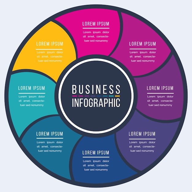 Infographic design circolo 8 passaggi oggetti elementi o opzioni business infographic design colorato