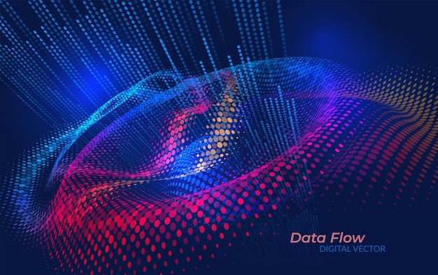 Information Data Flow Concept Abstract Network of Digital Connections Binary Streams and Dynamic Particles Symbolizing Machine Learning and Technology Progress