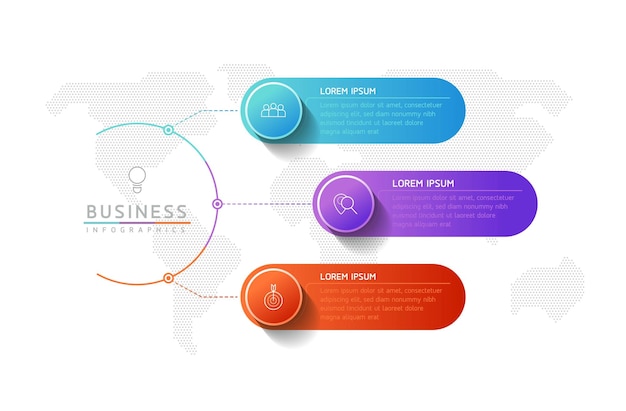 Informazioni di marketing del modello di progettazione di infografica illustrazione vettoriale con 3 opzioni o passaggi