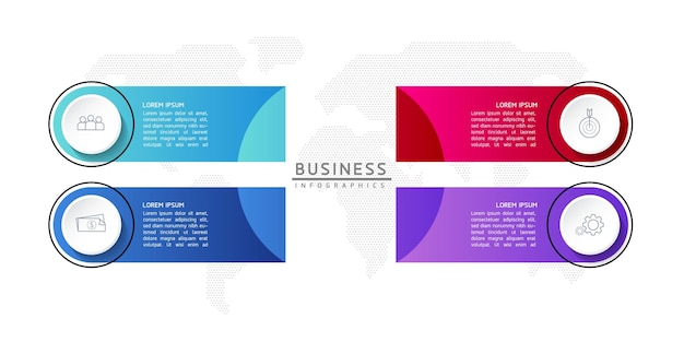 Informazioni di marketing del modello di progettazione di infografica illustrazione vettoriale con 4 opzioni o passaggi