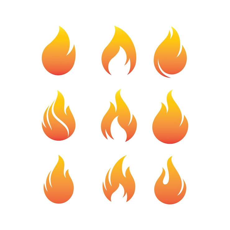 Vettore inforni le fiamme, metta le icone di vettore di ispirazione di progettazione di logo