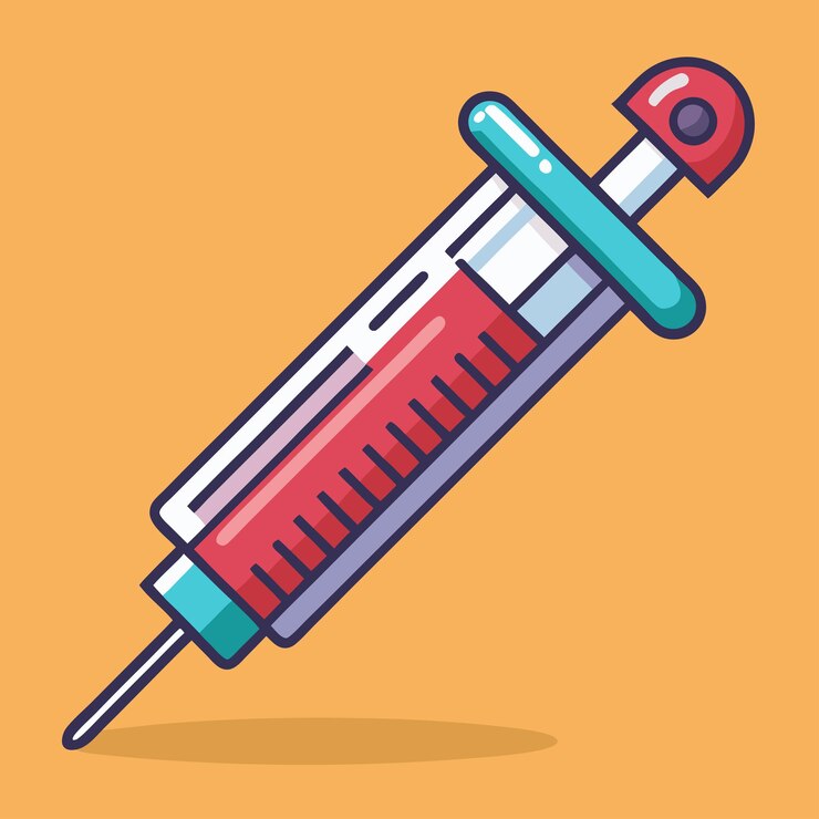 Iniezione Illustrazione dell'icona medica Assistenza sanitaria e concetto di icona medica Isolato