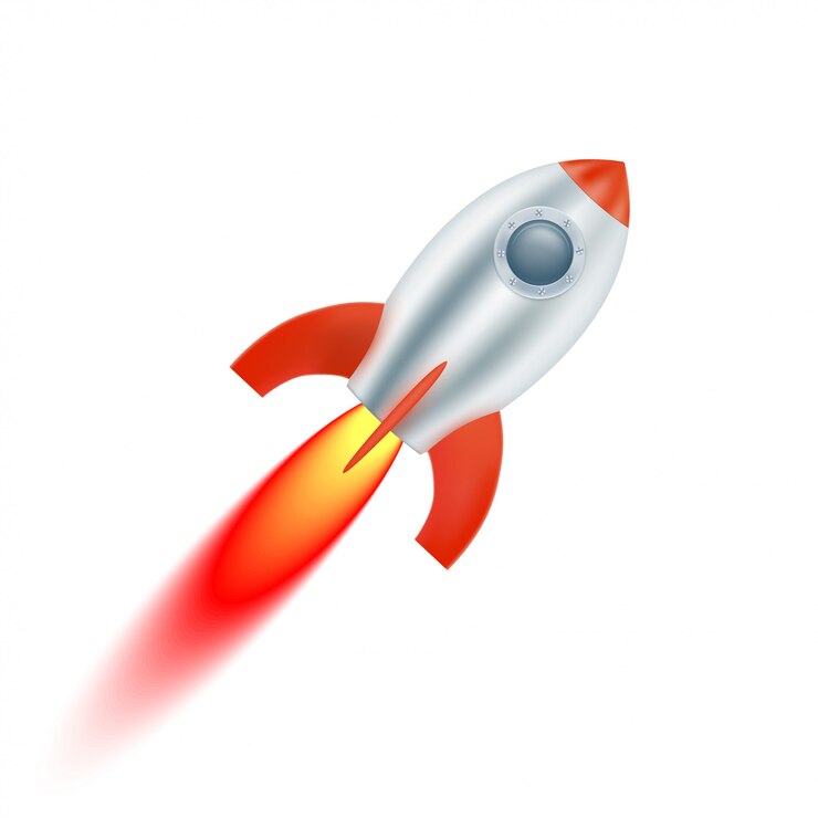Inizia l'astronave con le pinne rosse. Illustrazione vettoriale