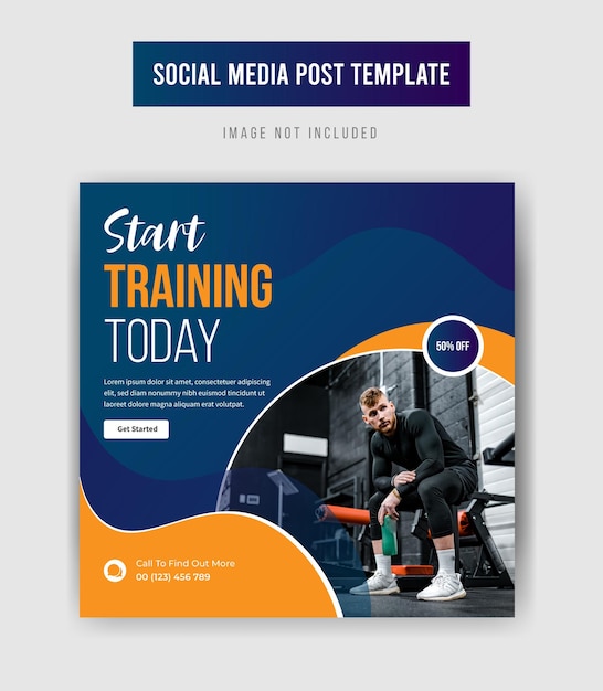Inizia la formazione oggi promozione sui social media Post template design premium vector