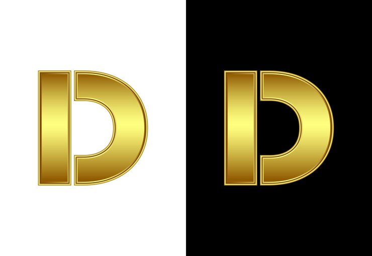 Vettore iniziale alfabetico d in colore oro simbolo alfabetico grafico per l'identità aziendale aziendale