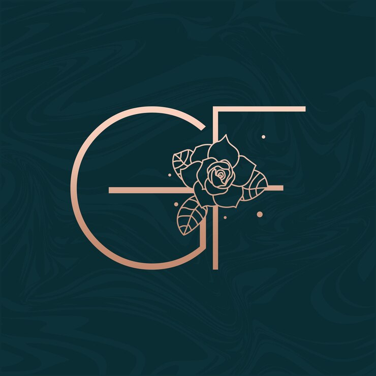 Vettore iniziale gf flower beauty letter logo marble design vector
