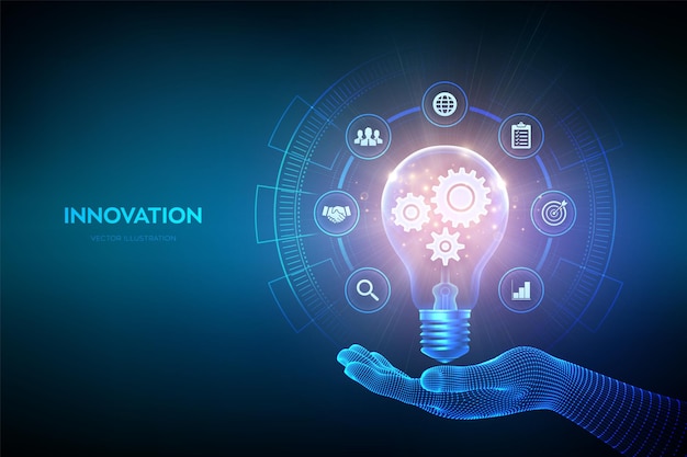 Innovazione aziendale idea innovativa e concetto di soluzione ispirazione per idee creative brainstorming
