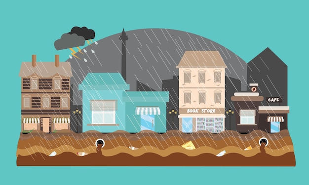 inondazioni inondazioni negozio negozio centro commerciale strada città tempo marea alta