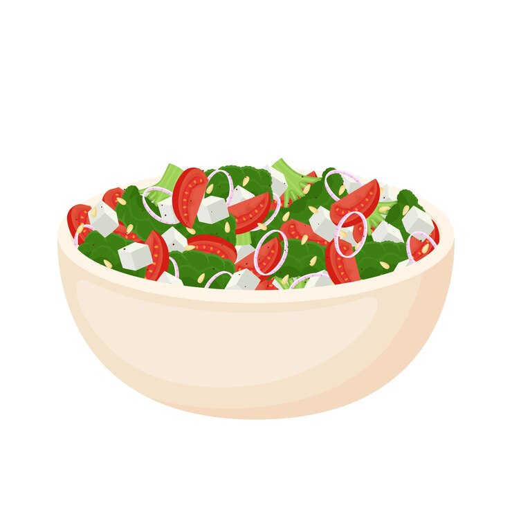 Vettore insalata fatta in casa di verdure fresche insalata di verdure formaggio e pinoli cibo sano pasto vegetariano illustrazione vettoriale