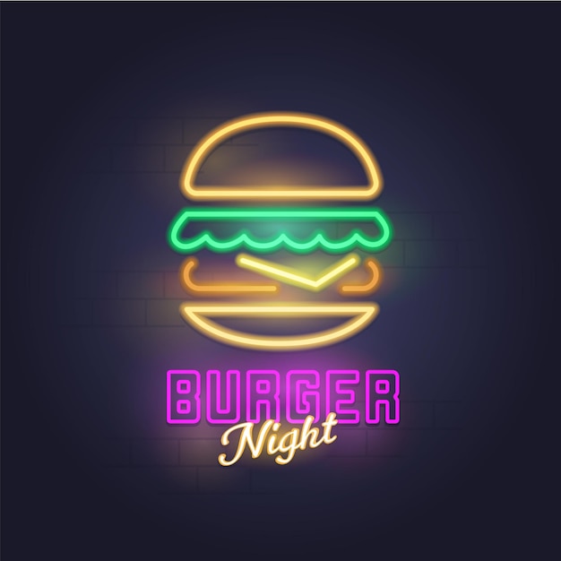 Insegna al neon dell'hamburger