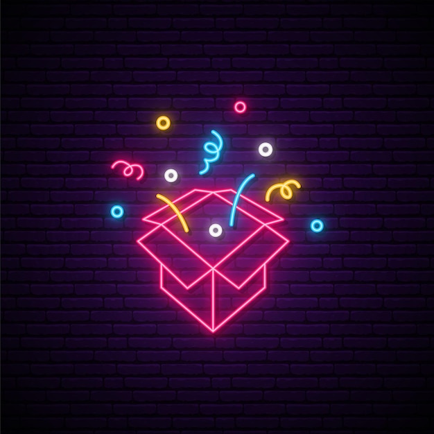 Insegna al neon della scatola regalo