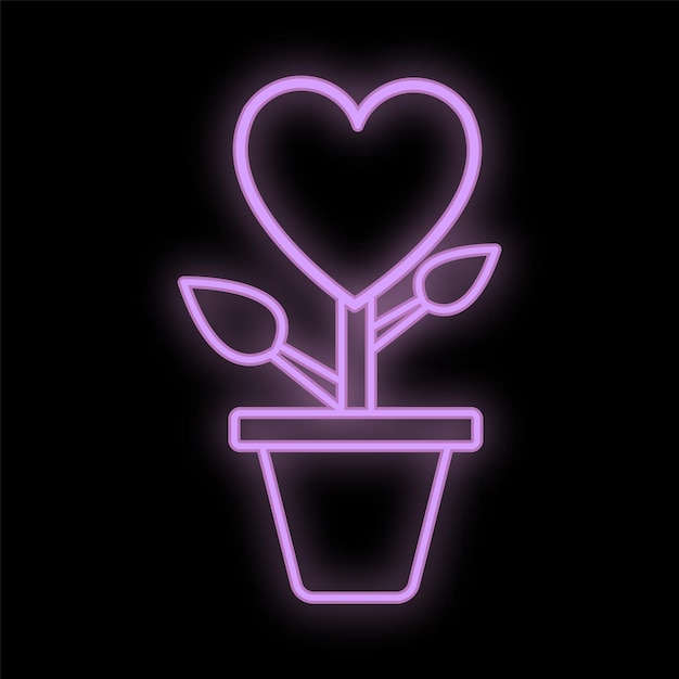 Insegna al neon digitale festiva viola brillante luminosa per un negozio o una carta bella splendente con un amore