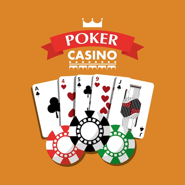 Insegna dei chip di combinazione delle carte da gioco del casinò della mazza