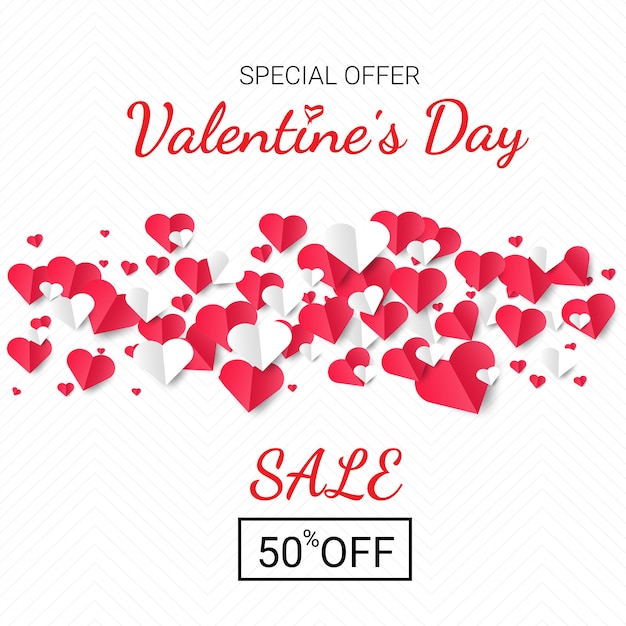 Insegna di vendita di San Valentino felice con elemento di cuore.