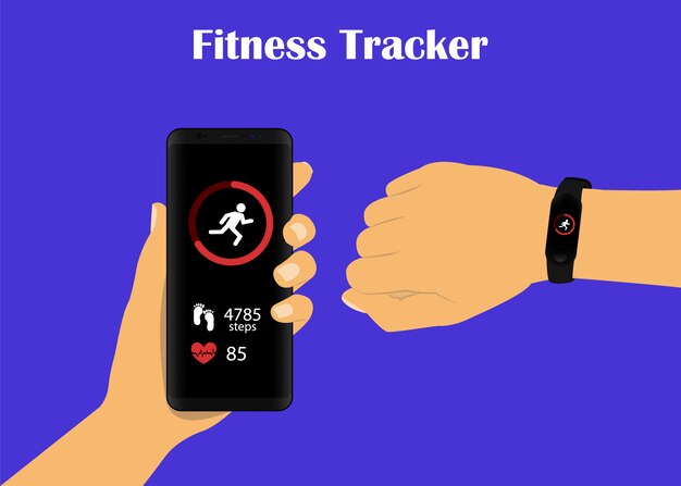 Inseguitore di fitness. Gli smartwatch sono collegati con uno smartphone.