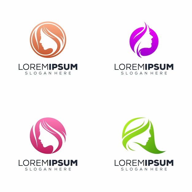 Insieme astratto donne faccia logo design