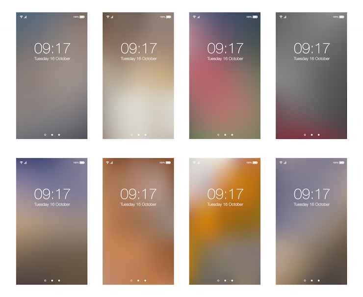 Vettore insieme astratto moderno dello smartphone dello schermo del fondo del telefono cellulare del hd della sfuocatura