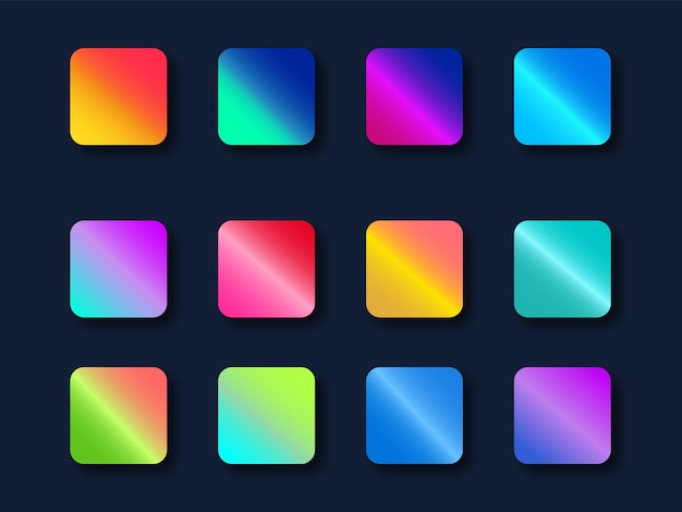 Insieme colorato di gradienti vibranti Vettore Premium
