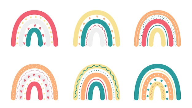 Insieme degli arcobaleni di doodle