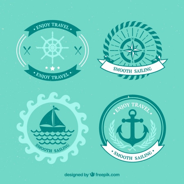 Insieme dei distintivi di vela in design piatto