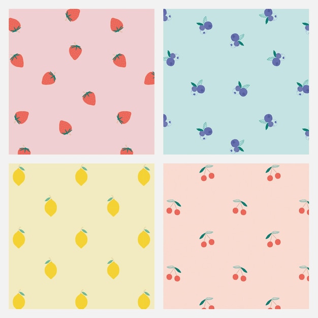 Insieme del fondo pastello del modello della frutta
