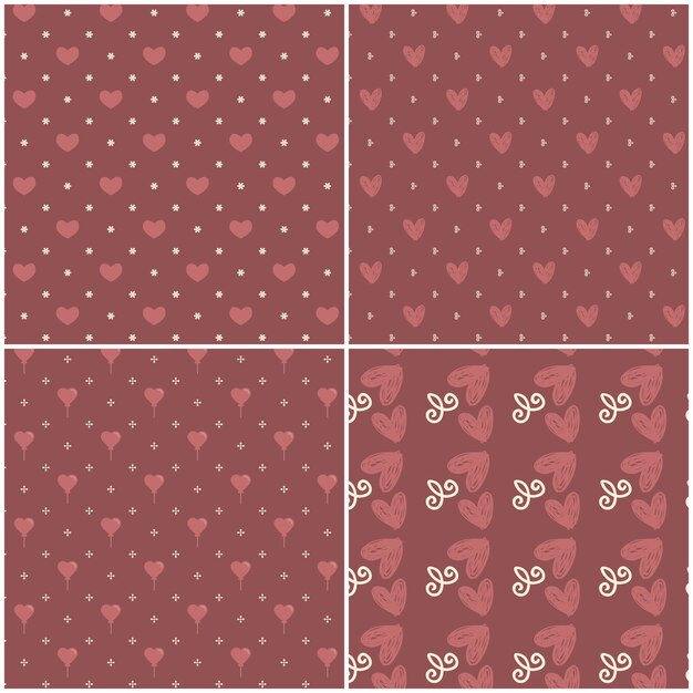 Insieme del reticolo del cuore di vettore. Elementi di design di San Valentino.