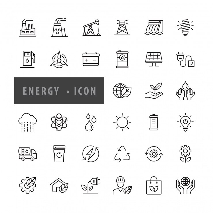 Insieme dell'icona di energia Illustrazione vettoriale,