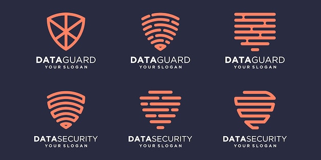 Insieme dell'icona di tecnologia scudo semplice, scudo combinato elemento digitale o dati. modello di progettazione del logo