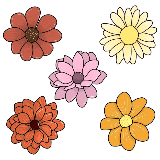 Insieme dell'illustrazione del fumetto del fiore