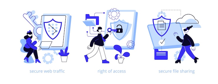 Vettore insieme dell'illustrazione di concetto astratto di trasferimento dei dati.