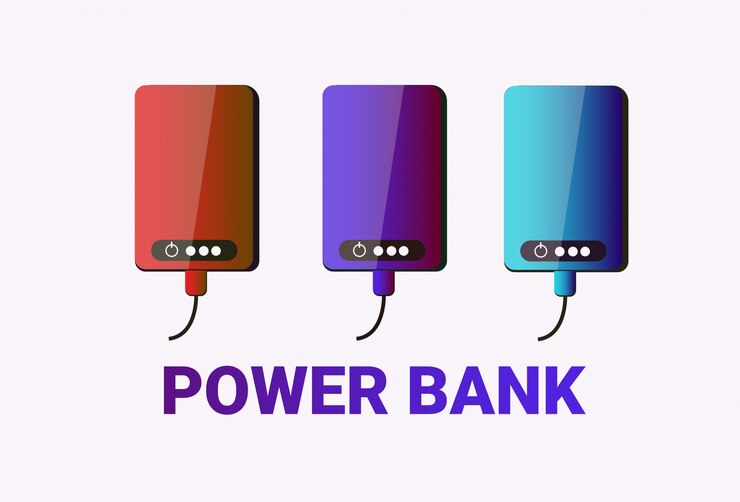 Vettore insieme della batteria portatile variopinta delle banche di potere per la raccolta di carico