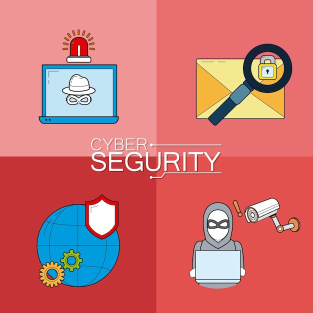 Insieme della collezione di icone di sicurezza informatica