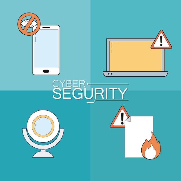 Insieme della collezione di icone di sicurezza informatica