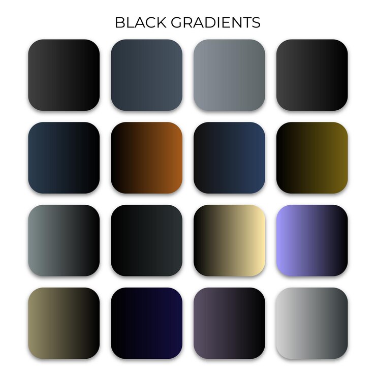 INSIEME DELLA PALETTE DEI COLORI SFUMATURE NERE