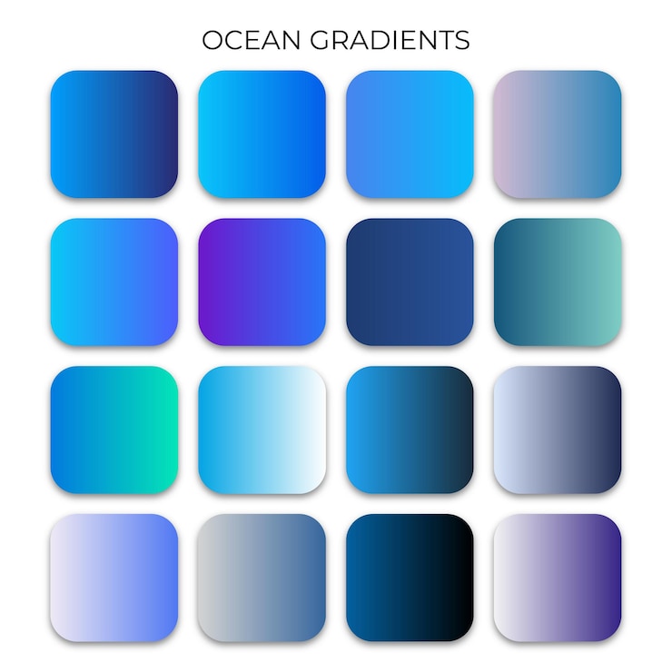 INSIEME DELLA PALETTE DEI COLORI SFUMATURE OCEANO