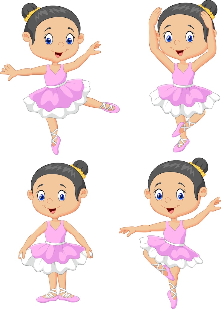 Vettore insieme della raccolta del ballerino di balletto della bambina