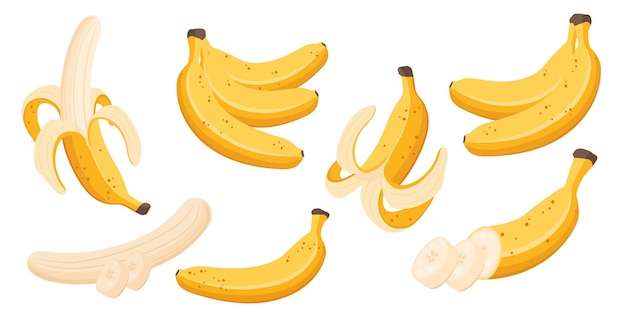 Insieme della raccolta della banana degli oggetti del fumetto della frutta