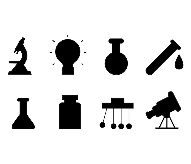 Insieme della siluetta dell'attrezzatura di laboratorio