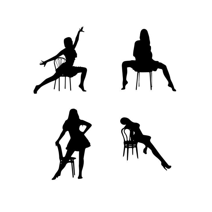 Insieme della siluetta di ballo delle sagome del ballerino