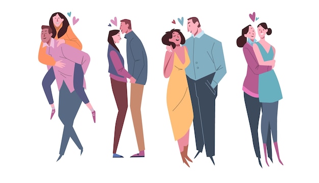 Insieme delle coppie di San Valentino disegnato a mano